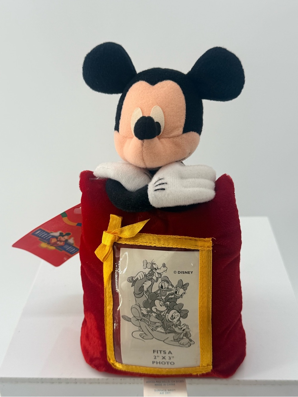 Disney Red Plush Mickey Mouse Photo Frame with Yellow Accent
